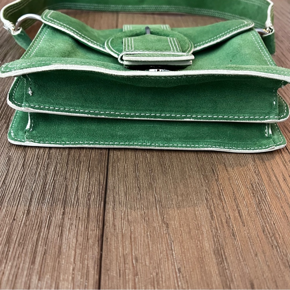 VTG Banana Republic Green Suede Buckle Front Purse - Picture 3 of 9